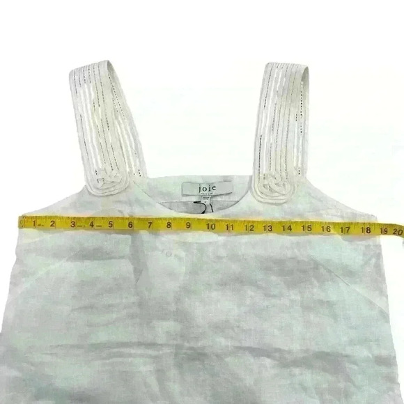 Joie Women's Paisley Linen beach resort vacation summer Top in Porcelain - Picture 10 of 11